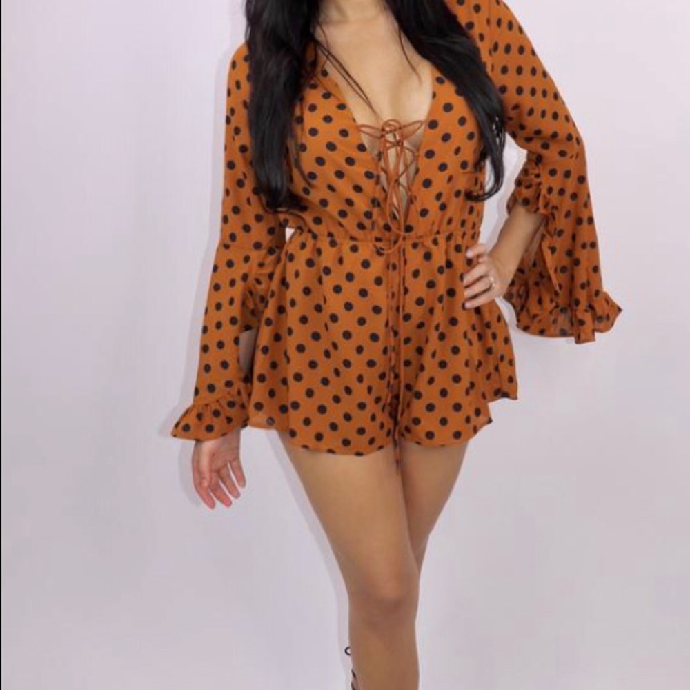 🖤 New Polka Dotty - Mustard Navy Romper - Picture 4 of 4